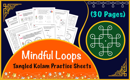 Mindful Loops, Tangled Kolam Practice Templates, Unlock Calm & Creativity with Art (Digital Download), Printable Worksheets, Coloring Sheets