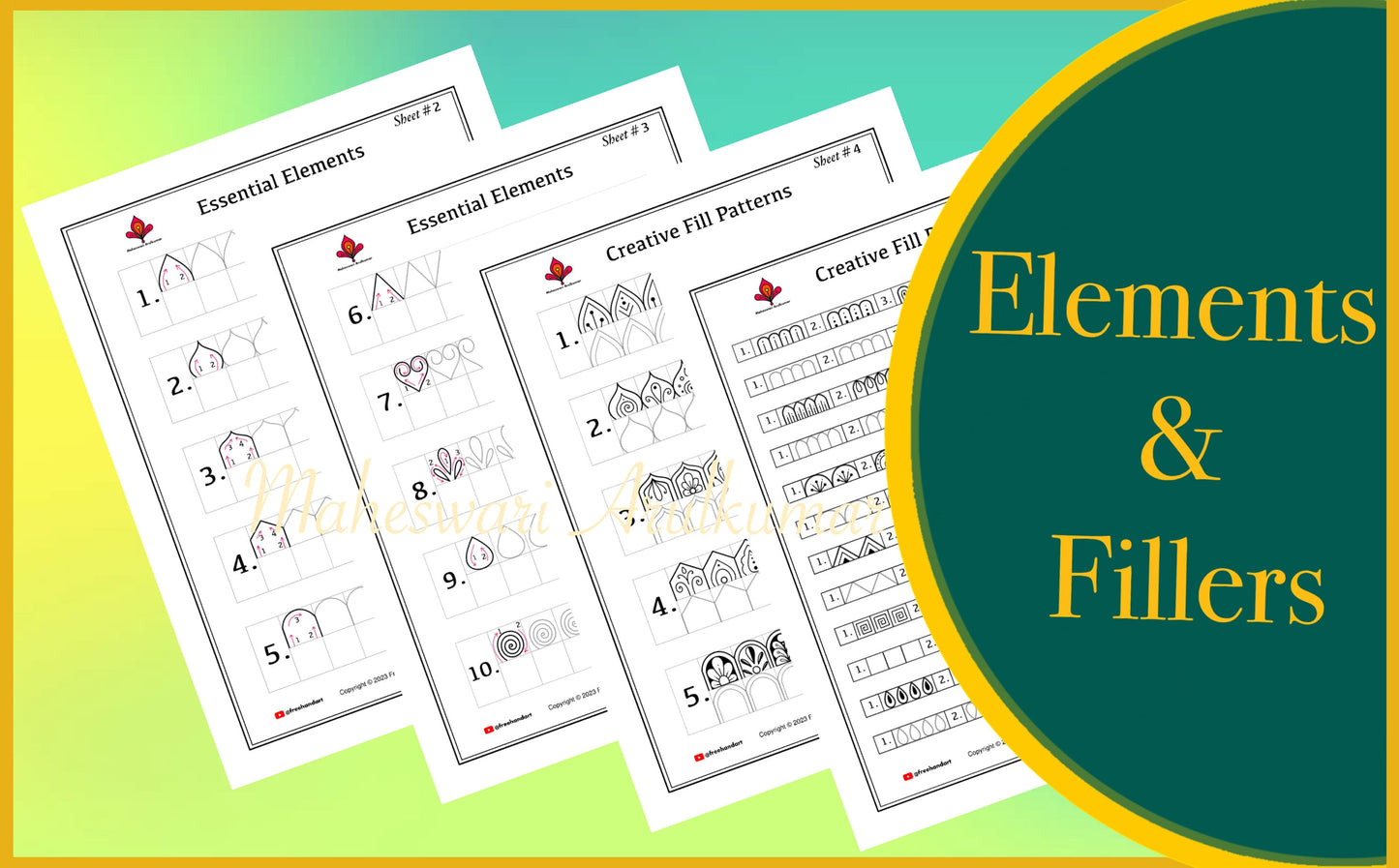 Mandala Guidance, Practice Sheets & Coloring (50 Pages), Learn to draw Mandala Art, Tracing, Digital, Printable Worksheets