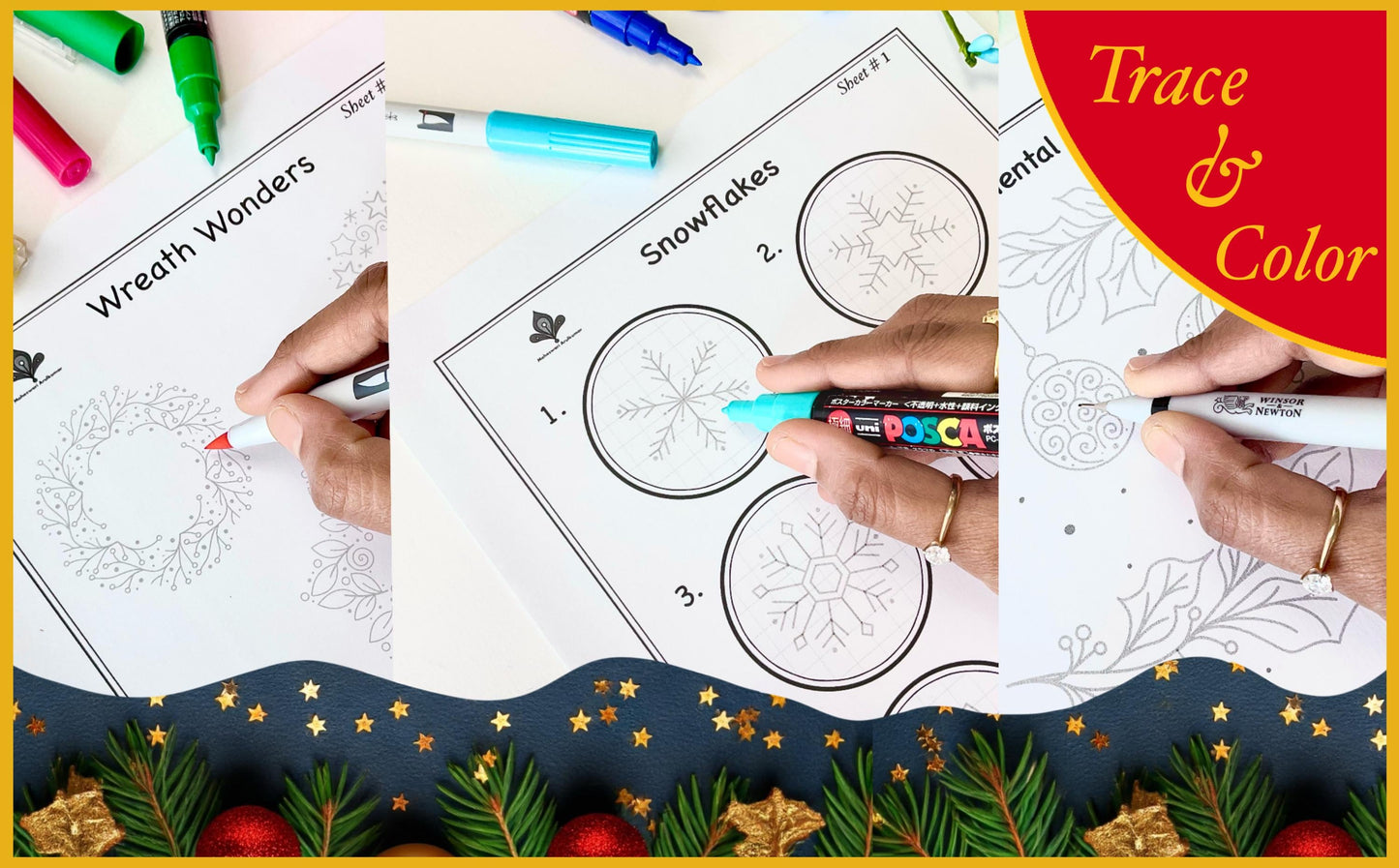 Festive Doodle Templates, A Fun Way to Celebrate the Season with Art (Digital Download), Printable Worksheets, Holiday Coloring Sheets