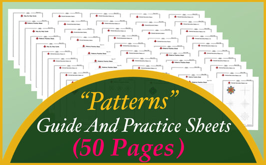 Patterns Practice Sheets and Coloring (50 Pages), Learn to draw Mandala Decorative Patterns, Tracing, Digital, Printable Worksheets