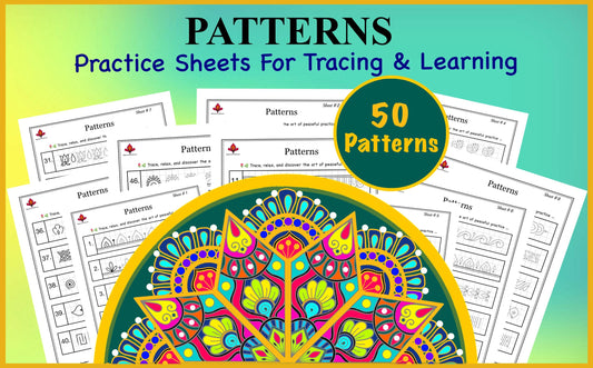 Simple & Beginner-Friendly Pattern Templates for Mindful Tracing and Practicing (Digital Download), Printable Worksheets, Art Therapy,