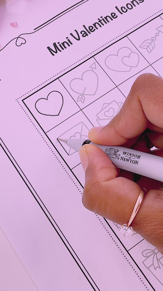 Valentine Doodle Practice Sheets | Printable Heart & Floral Doodles | Zentangle Hearts | Art Worksheets | Mindful Drawing | Digital PDFs