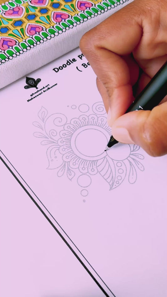 Floral Doodle Practice Sheets (40 Pages), Learn to draw Floral Doodle, Floral Templates, Tracing and Coloring, Digital, Printable Worksheets