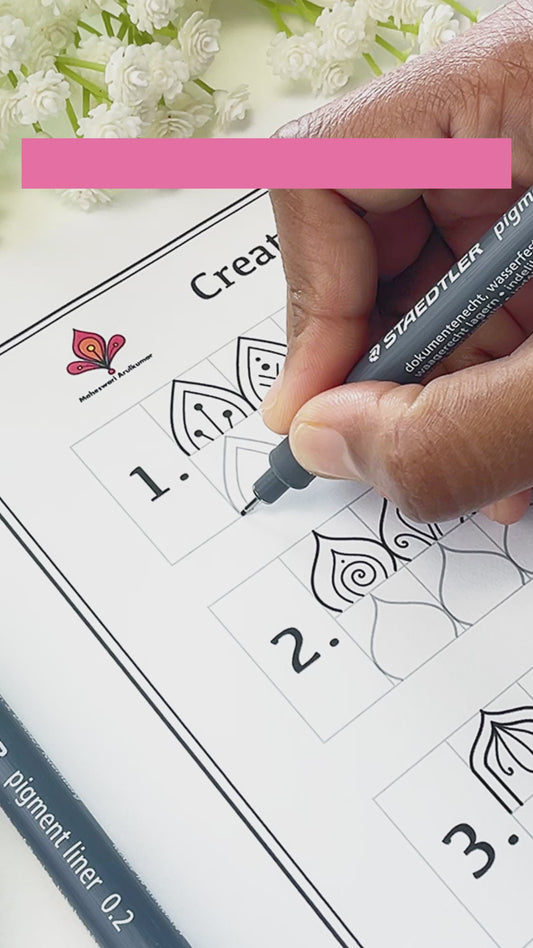 Mandala Guidance, Practice Sheets & Coloring (50 Pages), Learn to draw Mandala Art, Tracing, Digital, Printable Worksheets